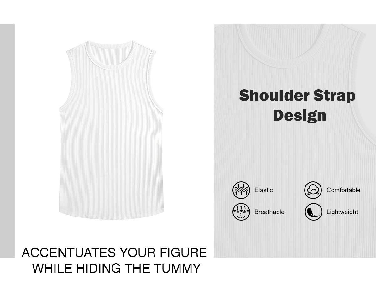 STREVATE Men’s Wide Strap Ribbed Tank Top, High Stretch Breathable Muscle Tank, Heavyweight Drapey Fit Gym & Casual Sleeveless Shirt