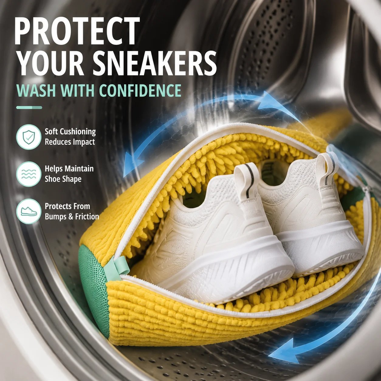 Reusable shoe washing bag for sneakers