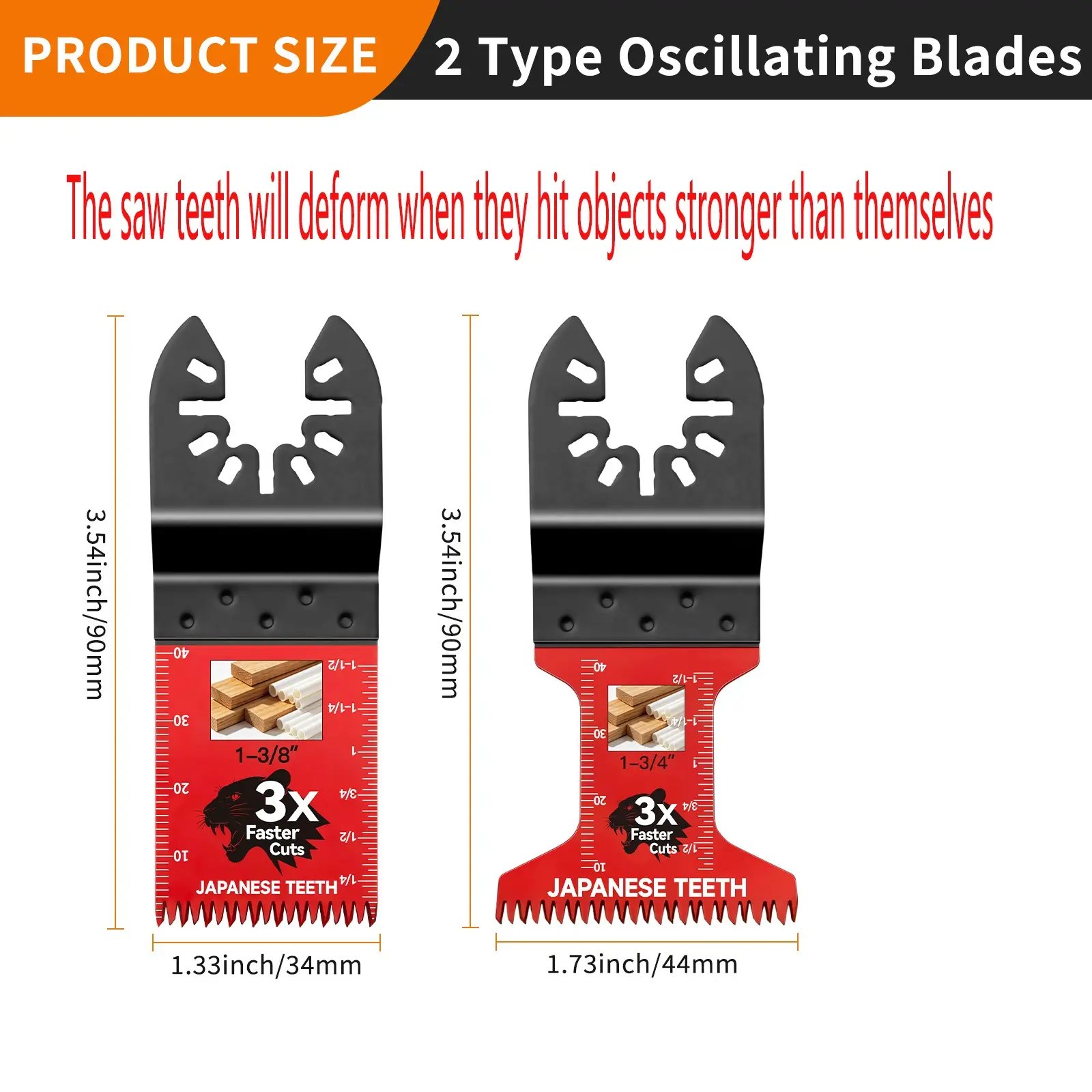 Two blade sizes with depth scales