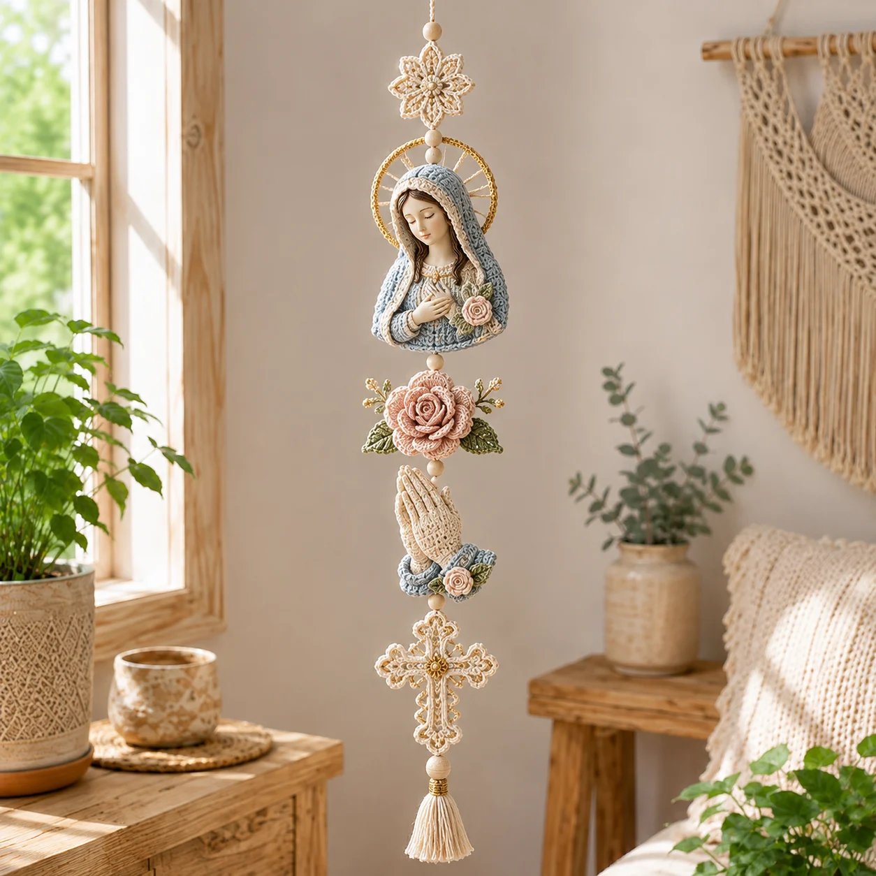 DIY crochet process for the Blessed Faith Hanging Cascade