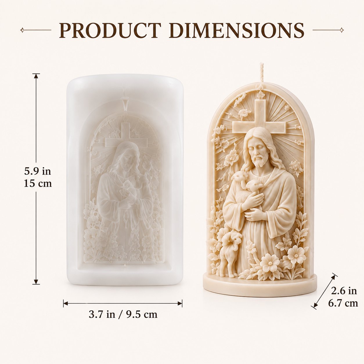 Jesus candles in several wax colors