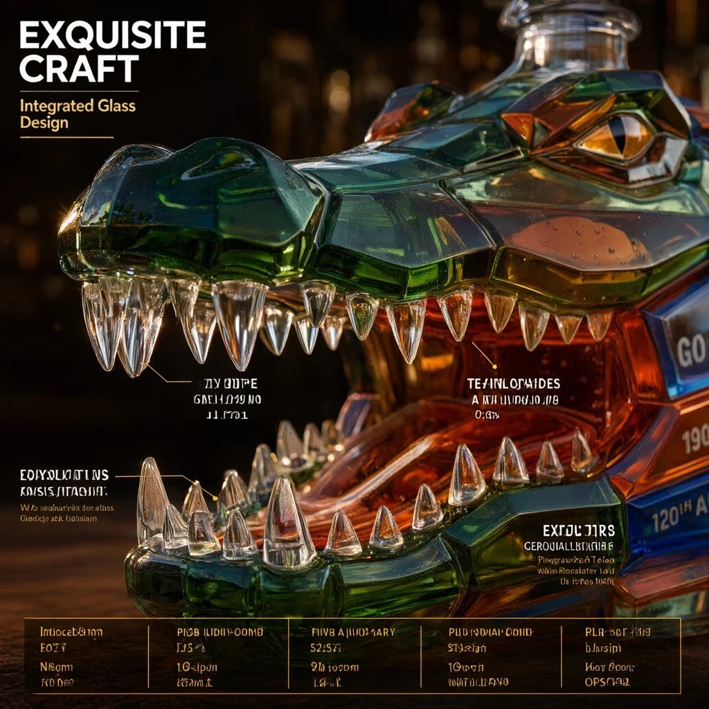 Faceted crocodile glass decanter stopper