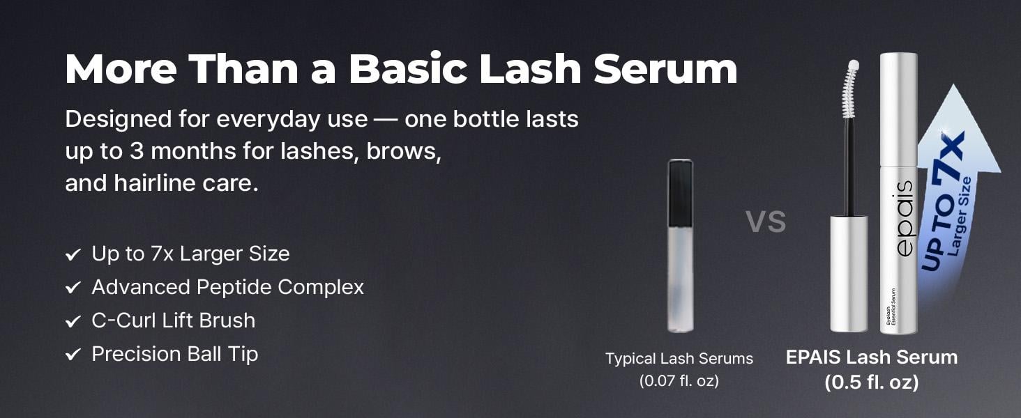 [EPAIS Official Shop] Essential Eyelash Growth Serum, Jumbo Size 0.5fl.oz - Safe & Gentle Lashes Care, Fuller, Thicker in 2 Weeks, Non-Prostaglandin, Hormone-free