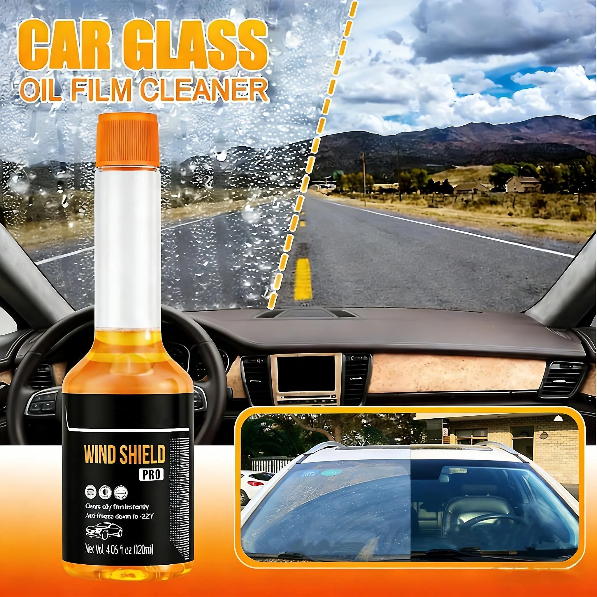 Automotive glass cleaner removing insect residue