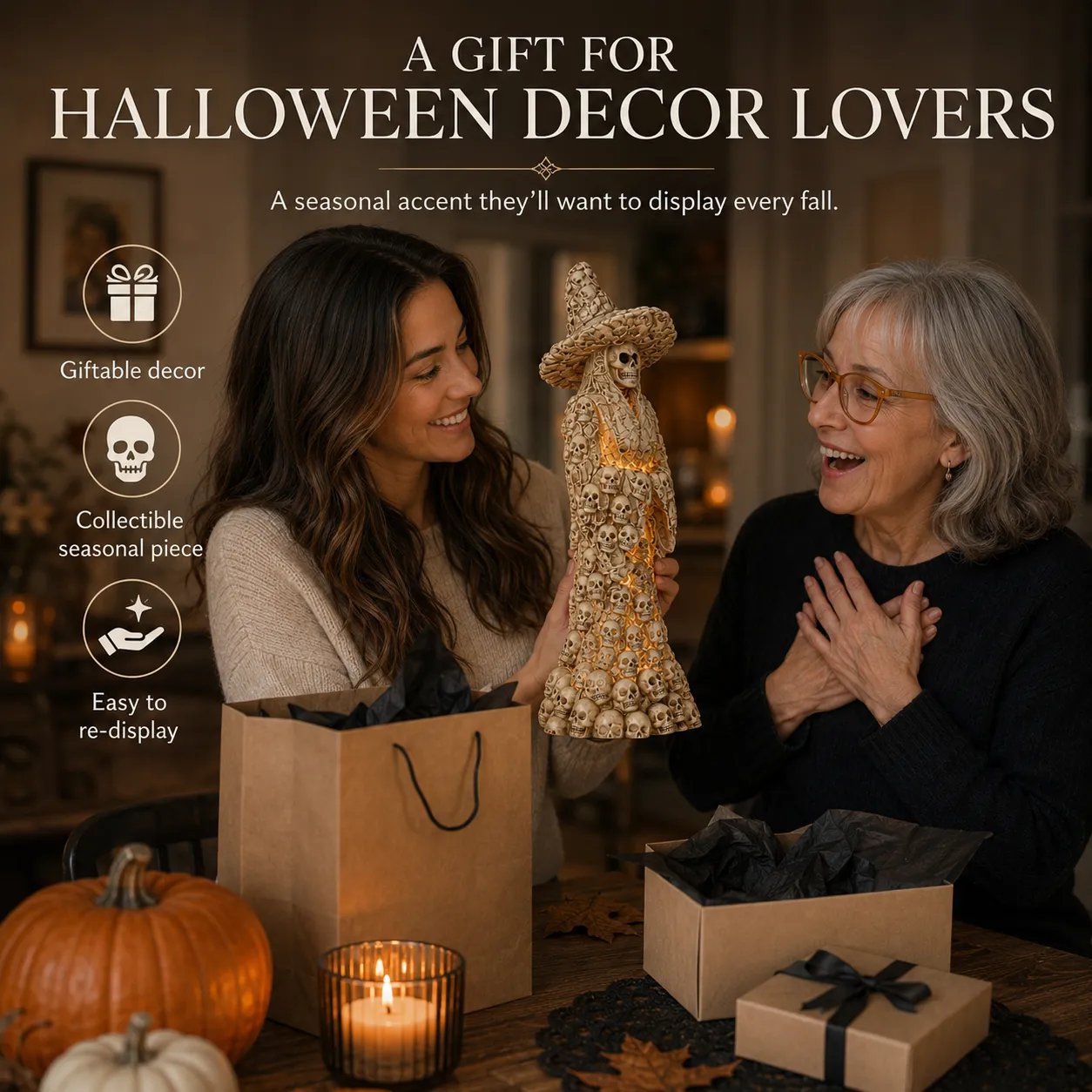 Halloween witch lantern statue gift idea