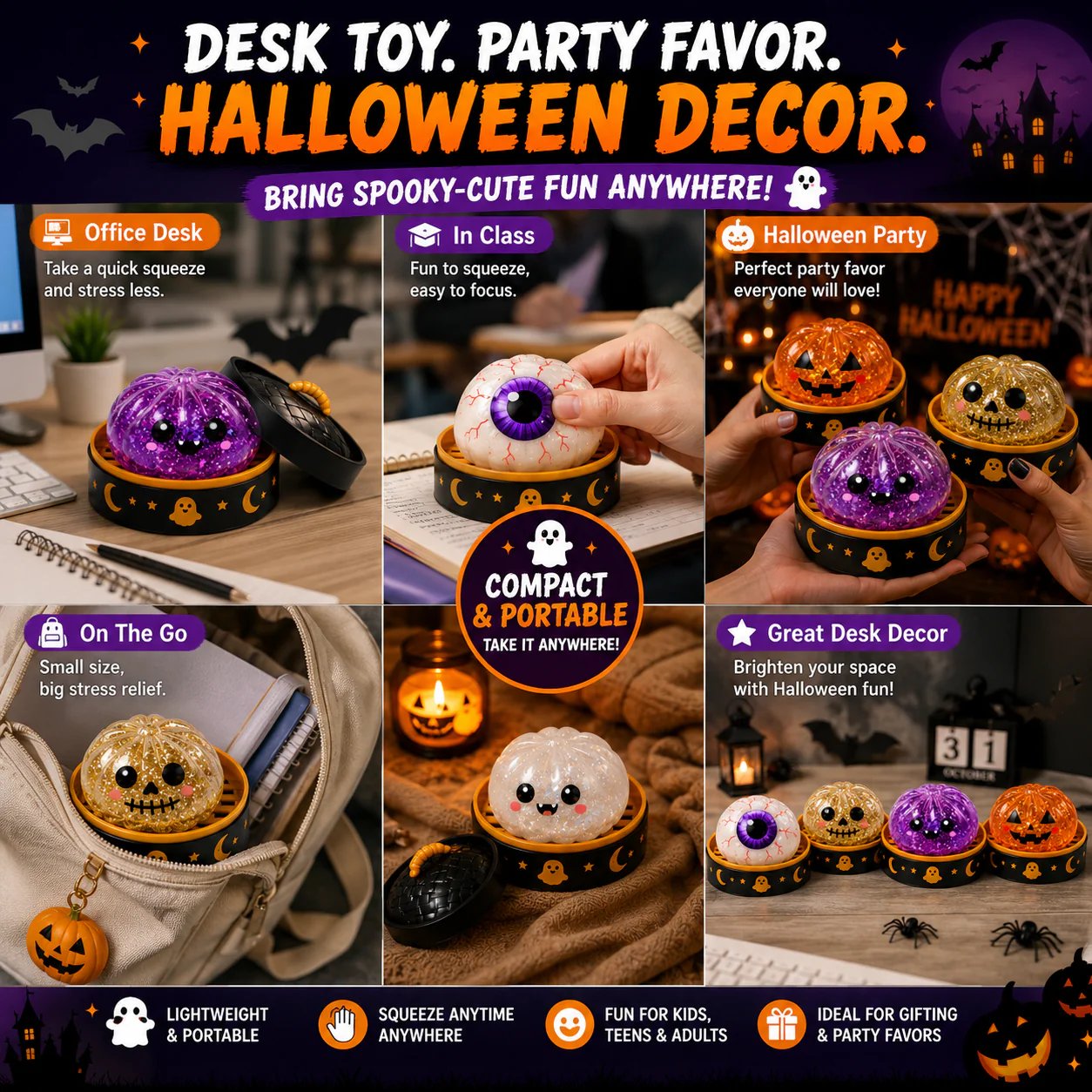 Halloween Squishy Desk Toy and Party Favor