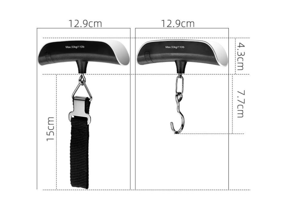 Digital luggage scale dimensions