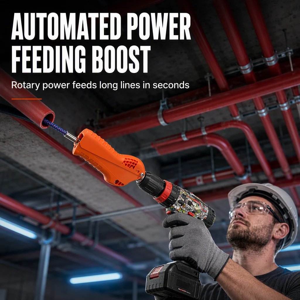 Automatic drill powered cable feeding