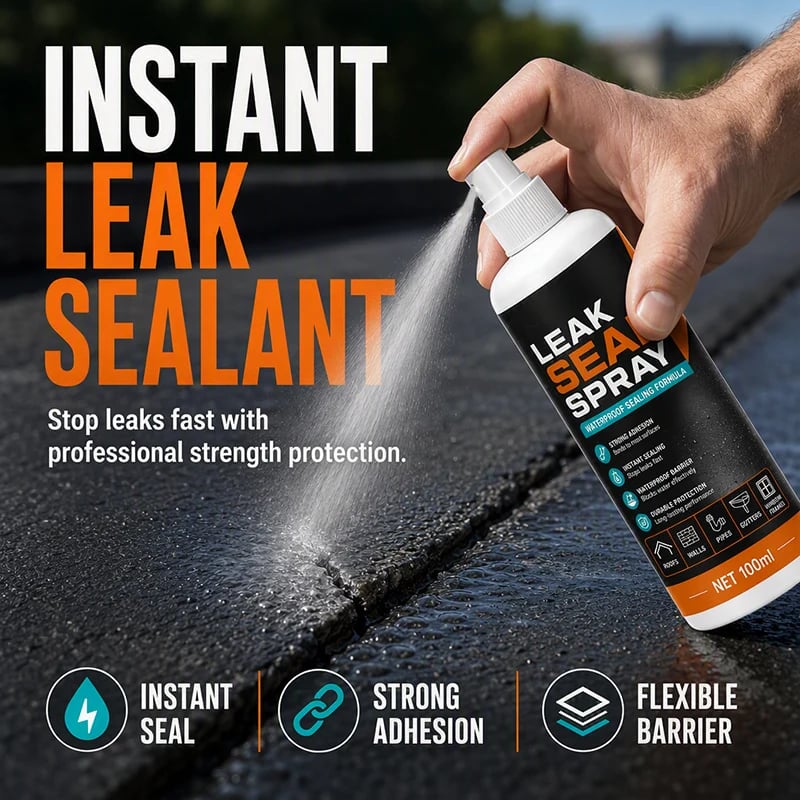 Portable crack and leak repair sealing spray