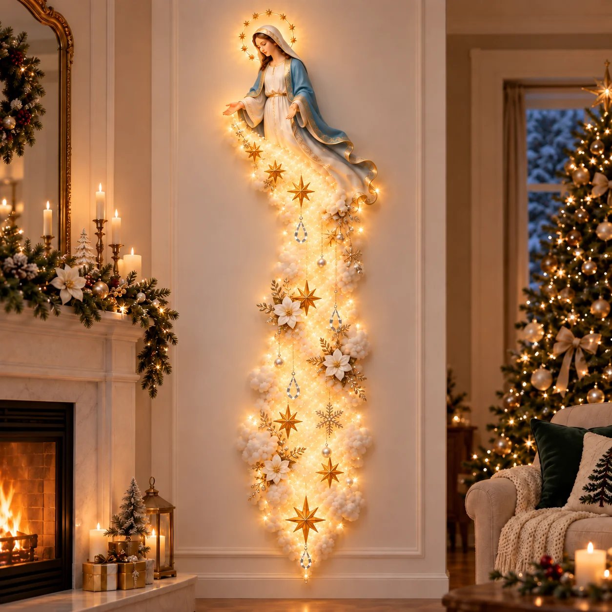 Blessed Mary Cloud Trail Wall Light
