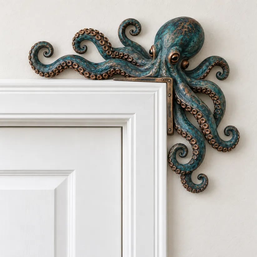 Octopus door topper turquoise bronze