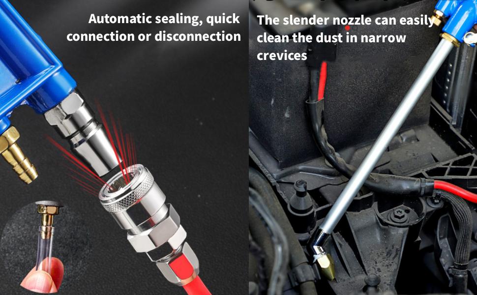 Pneumatic cleaning gun with siphon hose