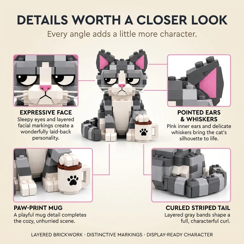 Judgmental Tabby Cat Building Set Details