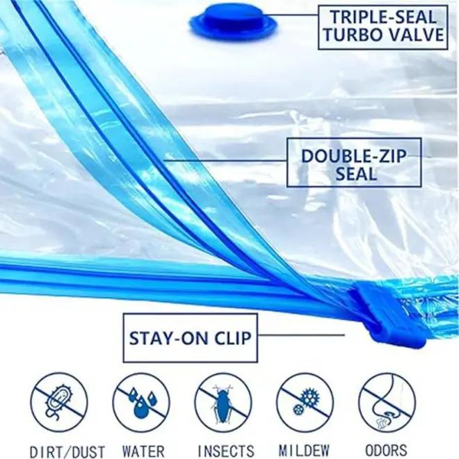 Product Introduction of Vacuum Storage Bag,8pcs Multi Size Vacuum Clothes Storage Bag & 1 Pump, Reusable Waterproof Space Saving Blanket Storage Organizer, 2025 Container, Bedroom Organizers and Storage seasonal clothing storage bag 3
