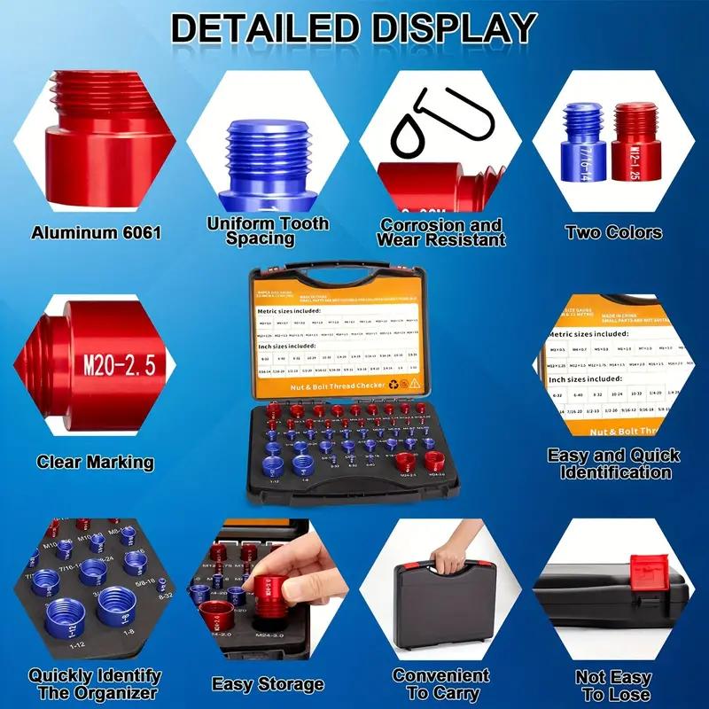 Metric & SAE Thread Checker Set – 26 or 44 Pieces in context