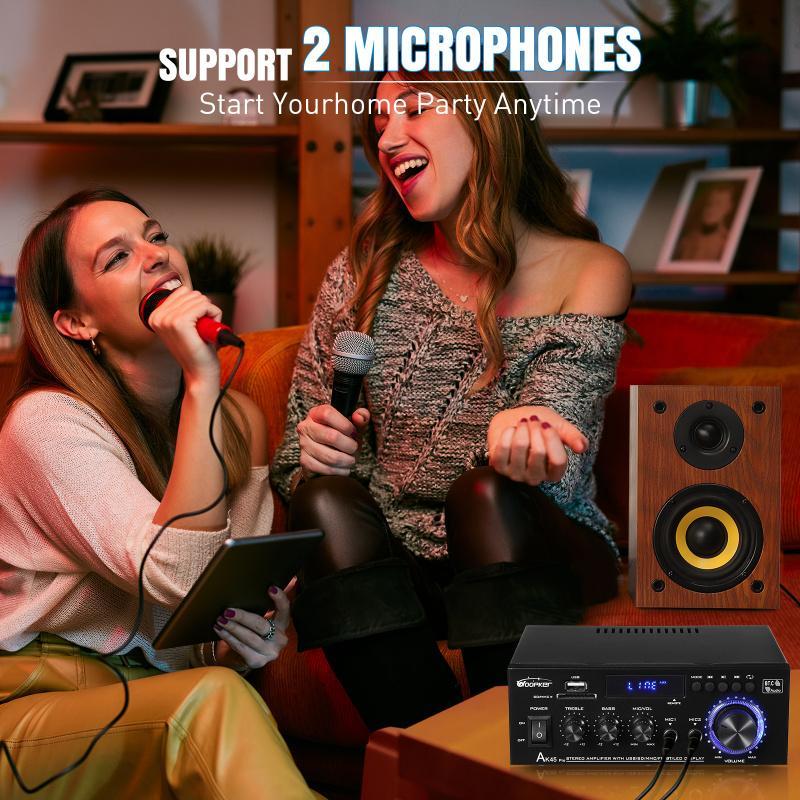 Dual microphone input karaoke amplifier