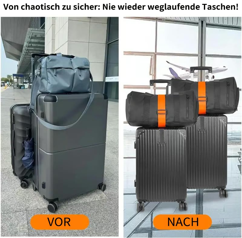 💥3er-Packung Mehrzweck-Gepäckverbindungsgurte, robust und verstellbar