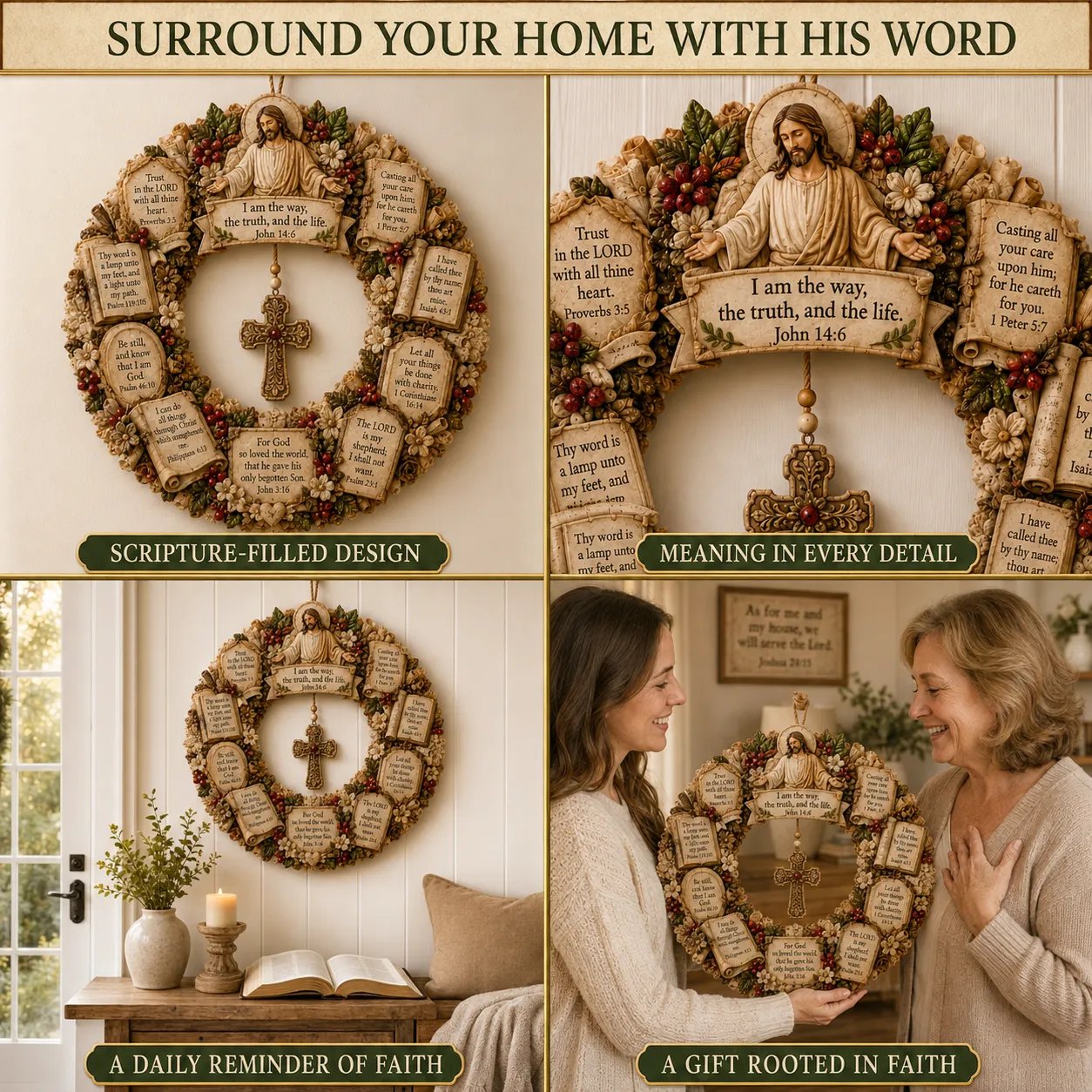 Christian wreath gift and home display