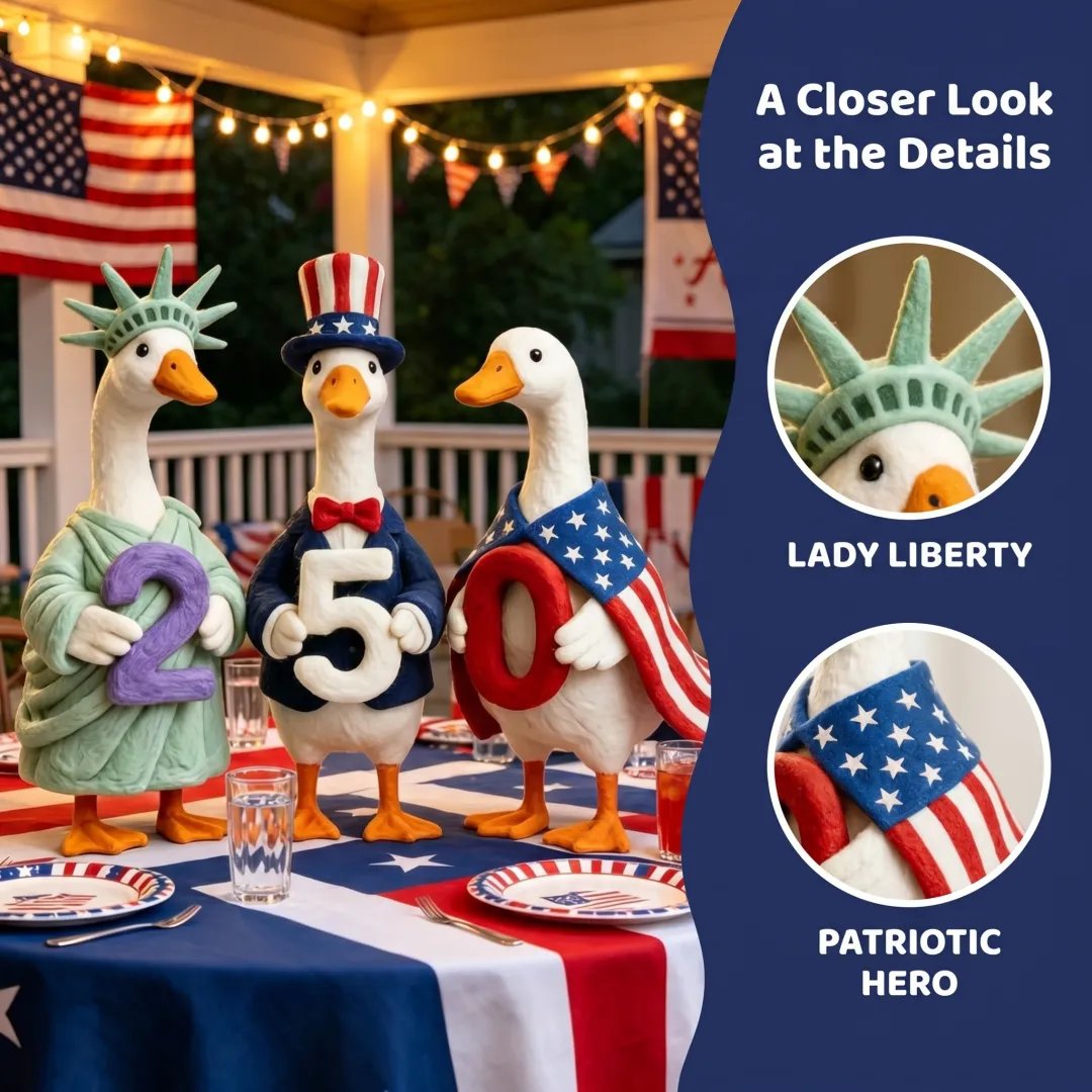 Stars and Stripes patriotic goose decor