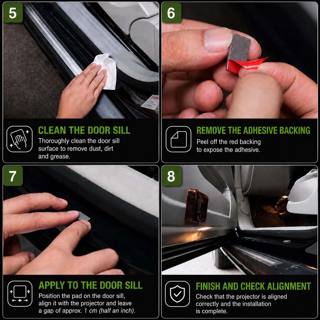 Car door projector light installation