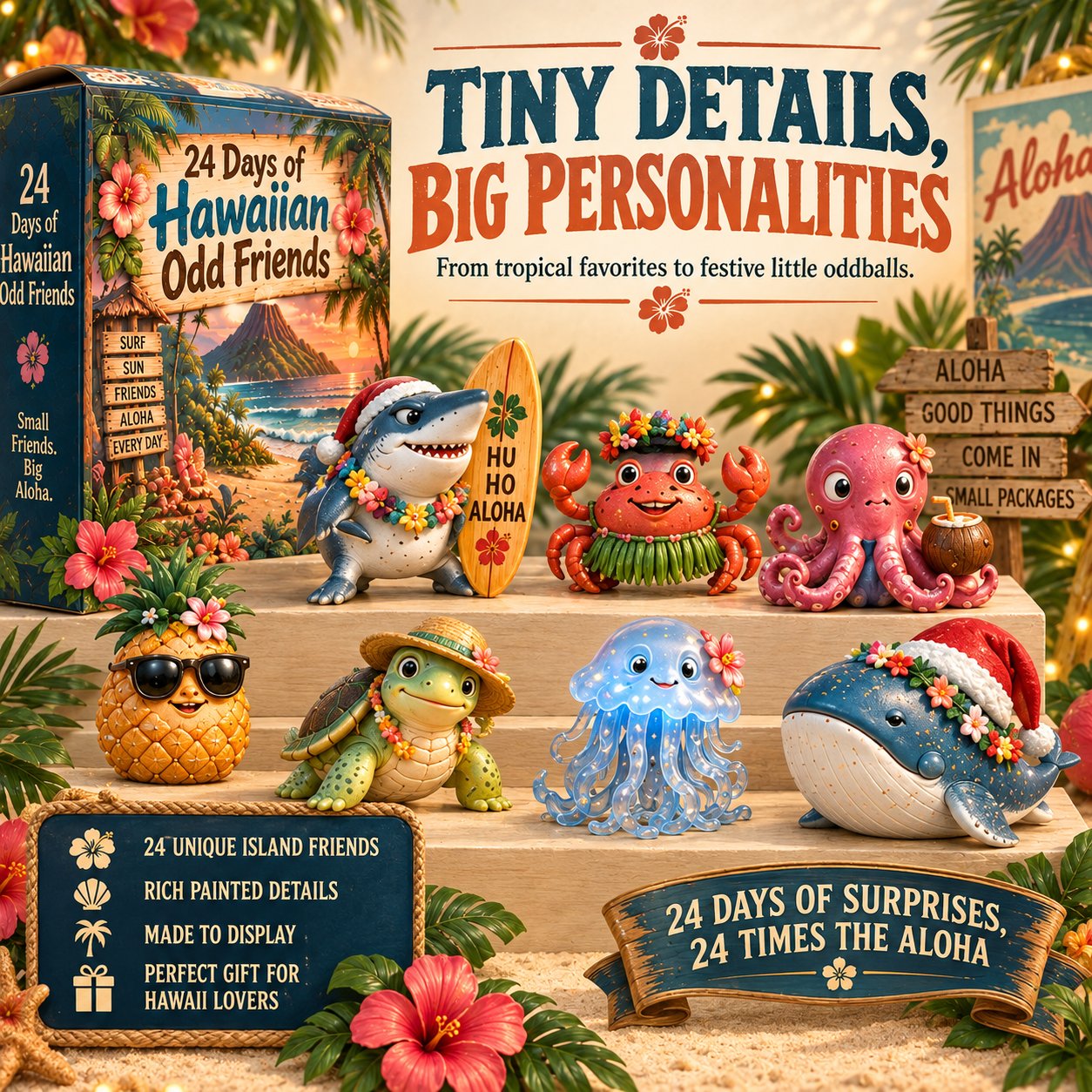 Hawaiian Odd Friends with tiny details and individual personalities