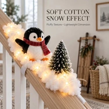 Snowy penguin Christmas staircase decoration