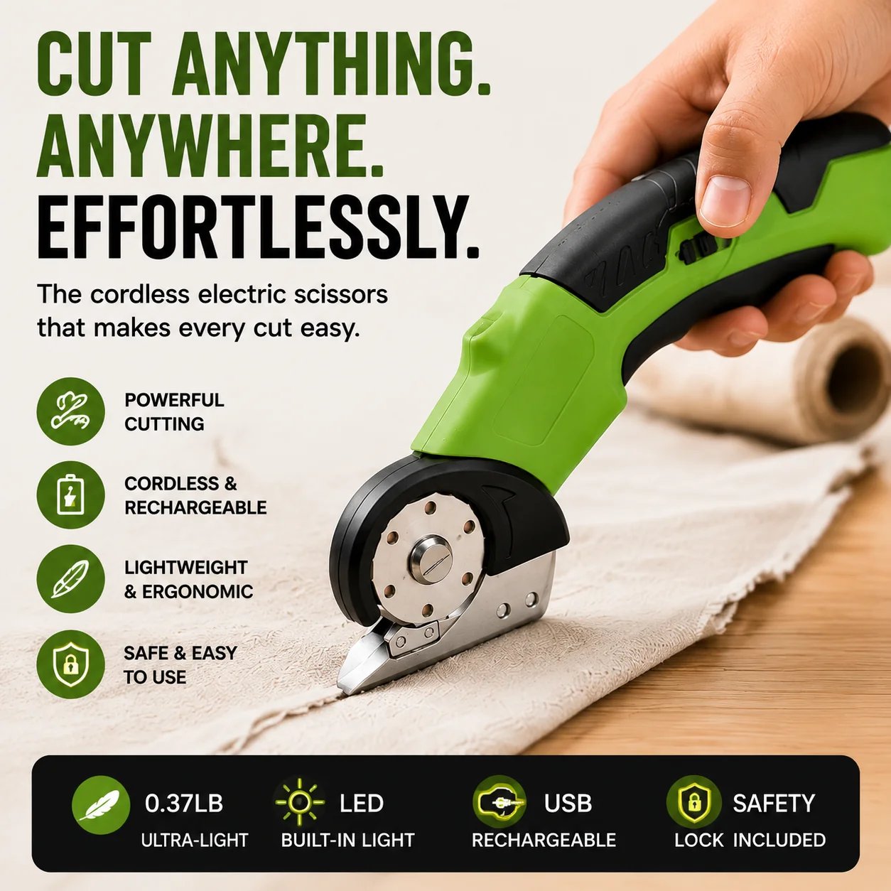 Cordless electric scissors cutting tool