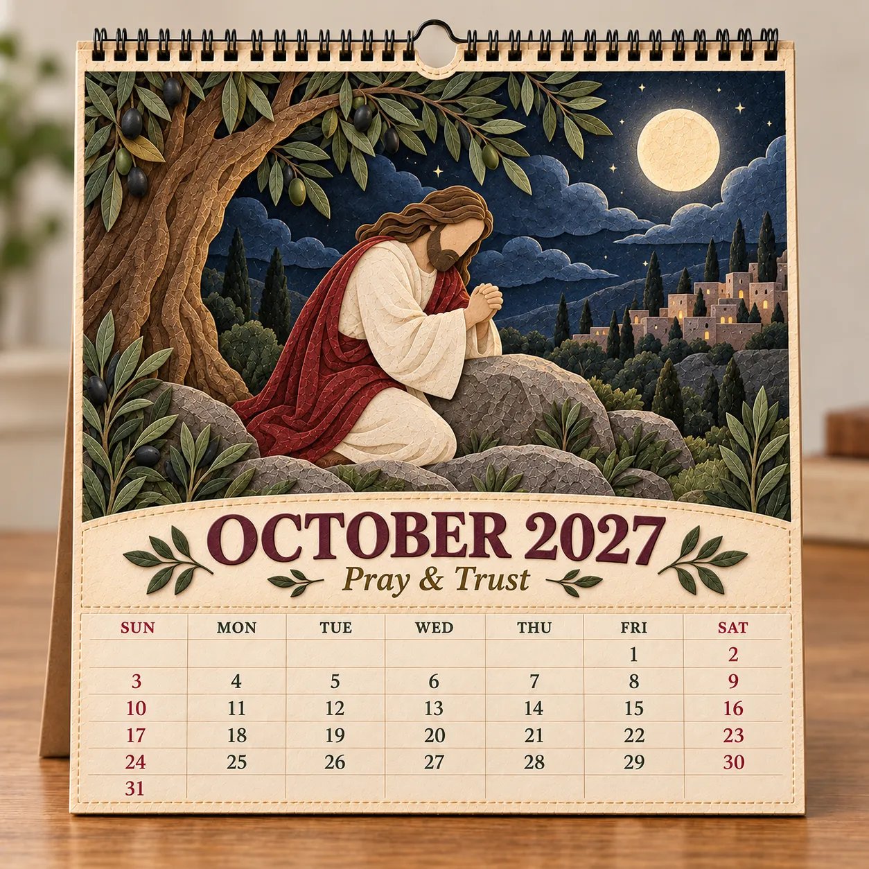 October 2027 Pray and Trust calendar page