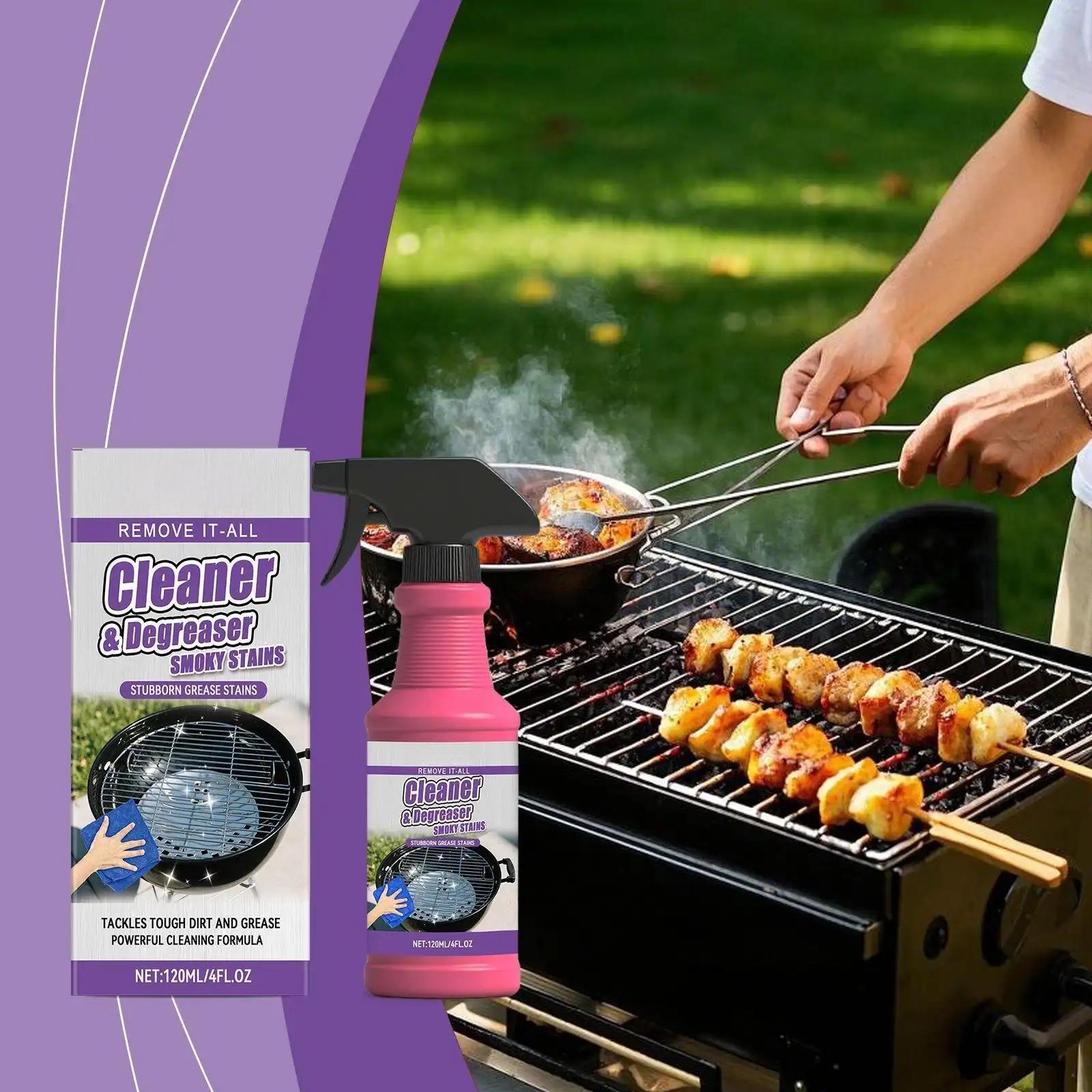 120ML BBQ Non-toxic, Heavy Duty, No Residue Grill Cleaner Degreaser Spray, All-Purpose Smoky Stain & Grease Remover, Fast-Acting Deep Cleaning Formula 120ML BBQ Non-toxic, Heavy Duty, No Residue Grill Cleaner Degreaser Spray, All-Purpose Smoky Stain & Grease Remover, Fast-Acting Deep Cleaning Formula