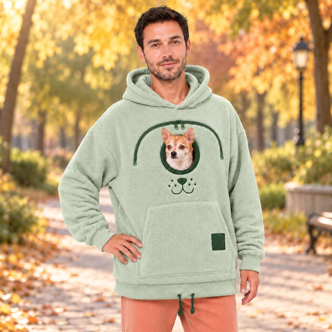 Small pet resting comfortably in cozy pouch