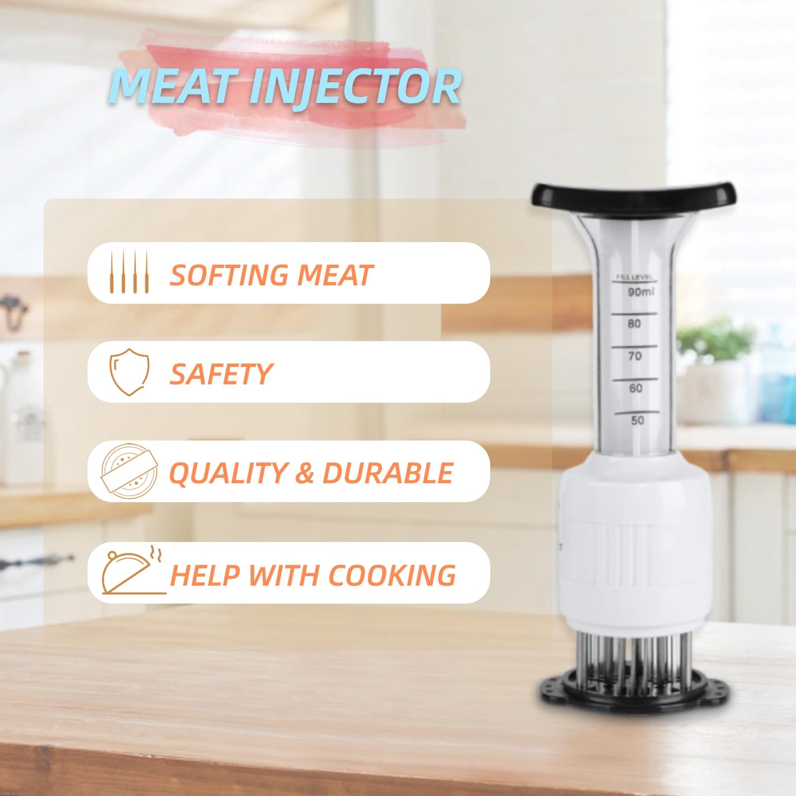 BBQ meat prepared with marinade injector