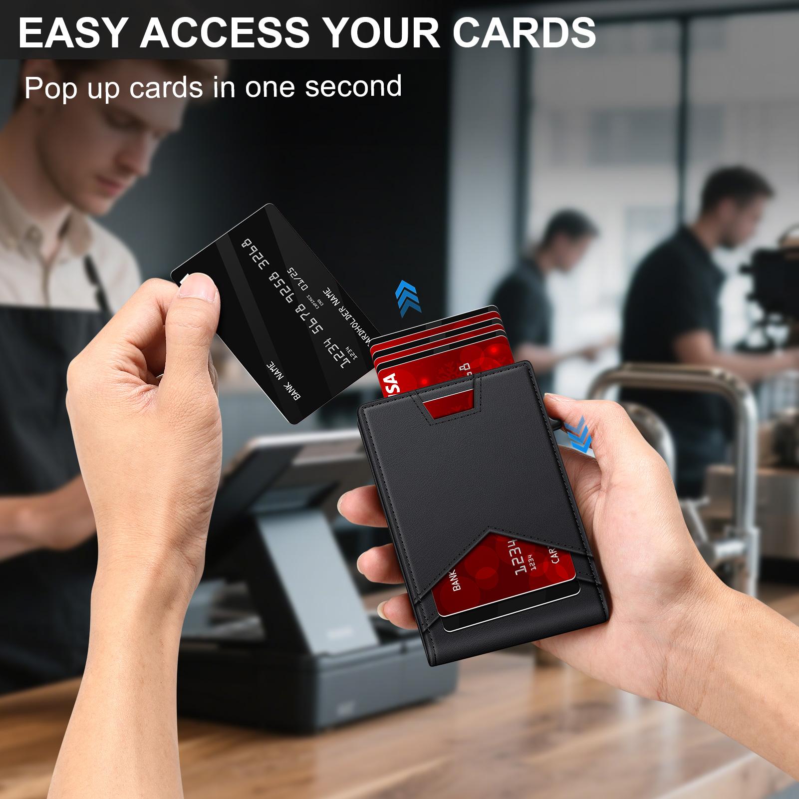 Men's RFID Minimalist Bifold Wallet - 1 ID Window, Pop-Up Card Holder, Money Clip, Gift Box Included - for Summer Vibes, Outdoor Fun,summerwins,sohochic