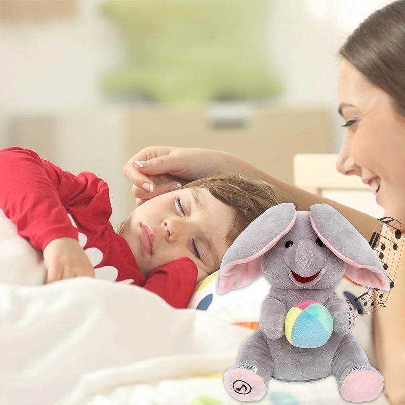 Soft plush elephant toy details