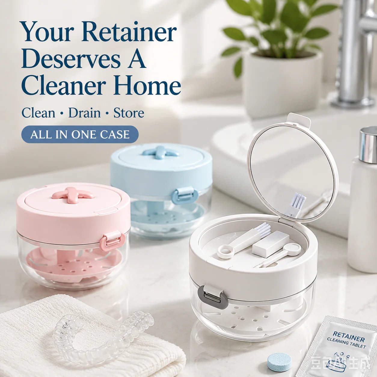 3-in-1 retainer cleaning and storage case