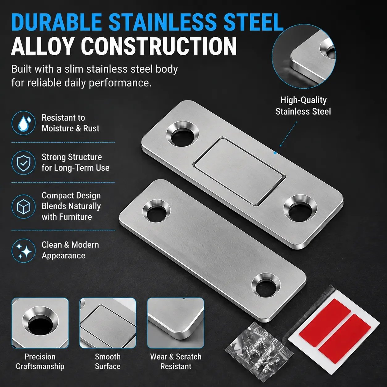 Stainless steel magnetic door catch