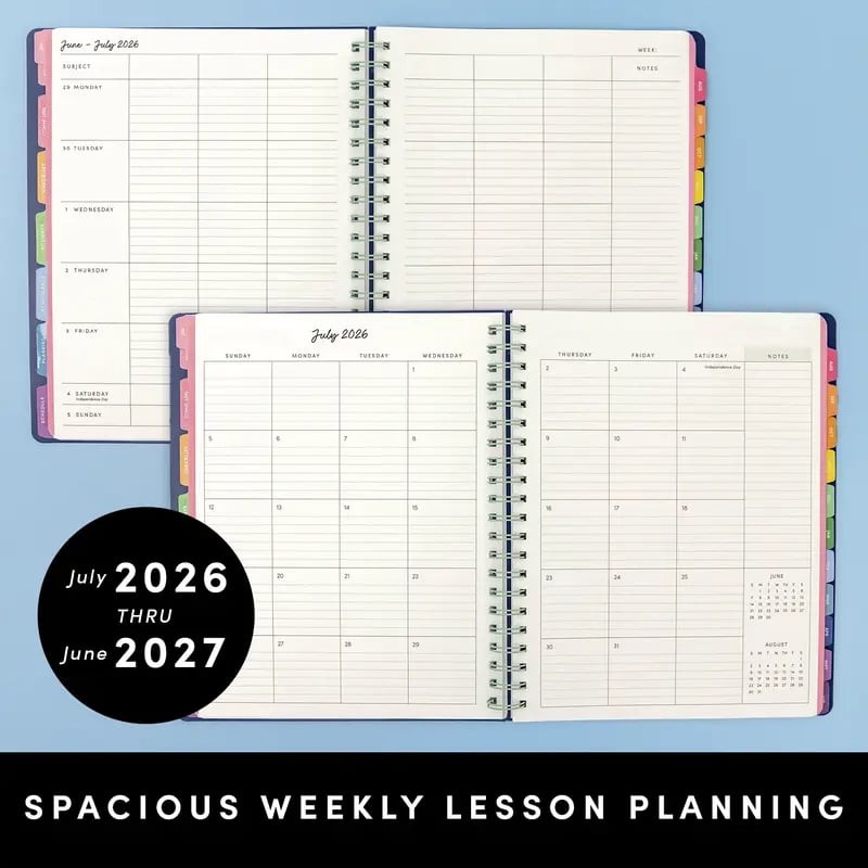 Teacher planner monthly and weekly layouts