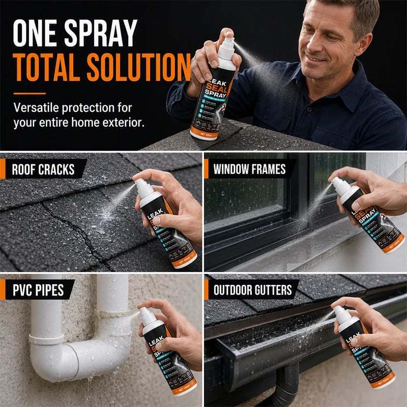 Multiple household uses for leak sealing spray