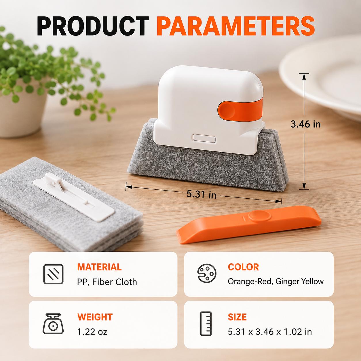 Window Track Cleaner Kit - 2-in-1 Tool with Built-in Scraper, Deep Gap Brush, 2 Replacement Pads for Sliding Doors, Home Cleaning