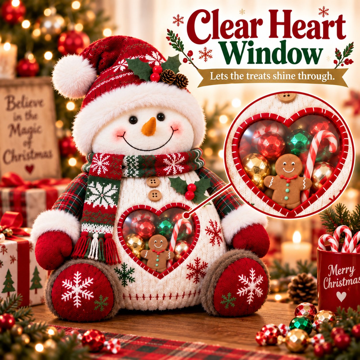 Weihnachtsfigur mit transparentem Herzfenster