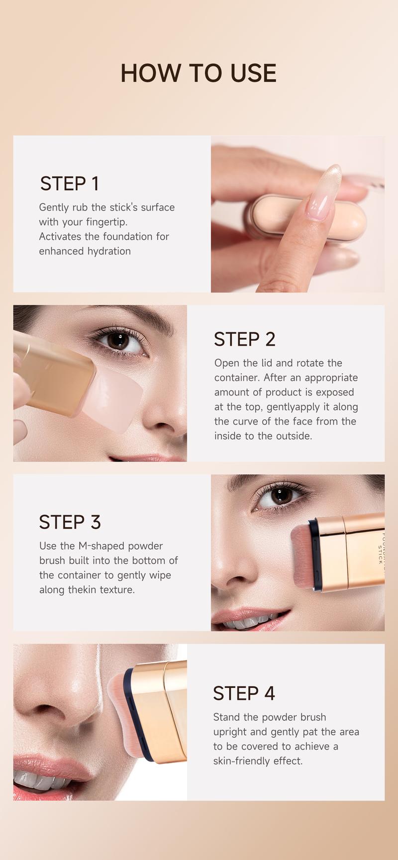 QIANWHITE Luminous Dual-Ended Concealer Foundation Stick with Built-in Brushes Complimentary Puff 24H Long-Lasting Waterproof Sweatproof One-Swipe Even Flawless Base Clear Radiant Skin Foundation Stick QIANWHITE Luminous Dual-Ended Concealer Foundation Stick with Built-in Brushes Complimentary Puff 24H Long-Lasting Waterproof Sweatproof One-Swipe Even Flawless Base Clear Radiant Skin Foundation Stick