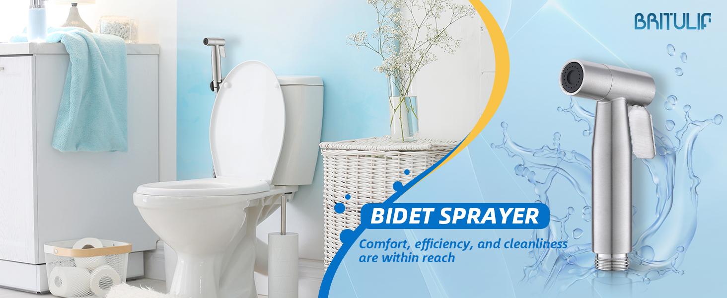 Handheld Toilet Bidet Sprayer, Bathroom Accessories, 3-in-1 Adjustable Pressure Stainless Steel Nozzle, Brushed Nickel, Easy-Install Attachment for Personal Hygiene, Toilet Cleaning