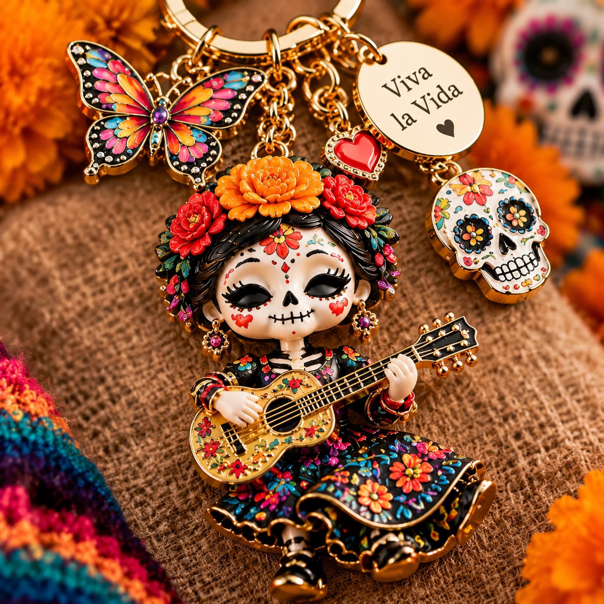 Colorful skull keychain