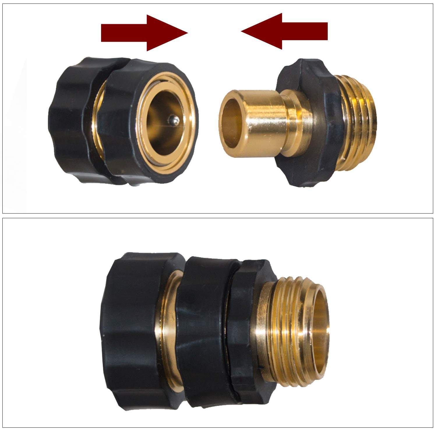 Hourleey Garden Hose Quick Connector, 3/4 Inch Male and Female Garden Hose Fitting Quick Connector Hourleey Garden Hose Quick Connector, 3/4 Inch Male and Female Garden Hose Fitting Quick Connector