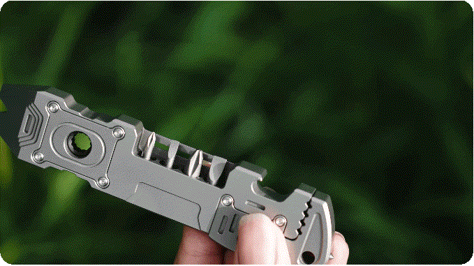 Close-up demonstration of the TC4 Titanium multi-tool