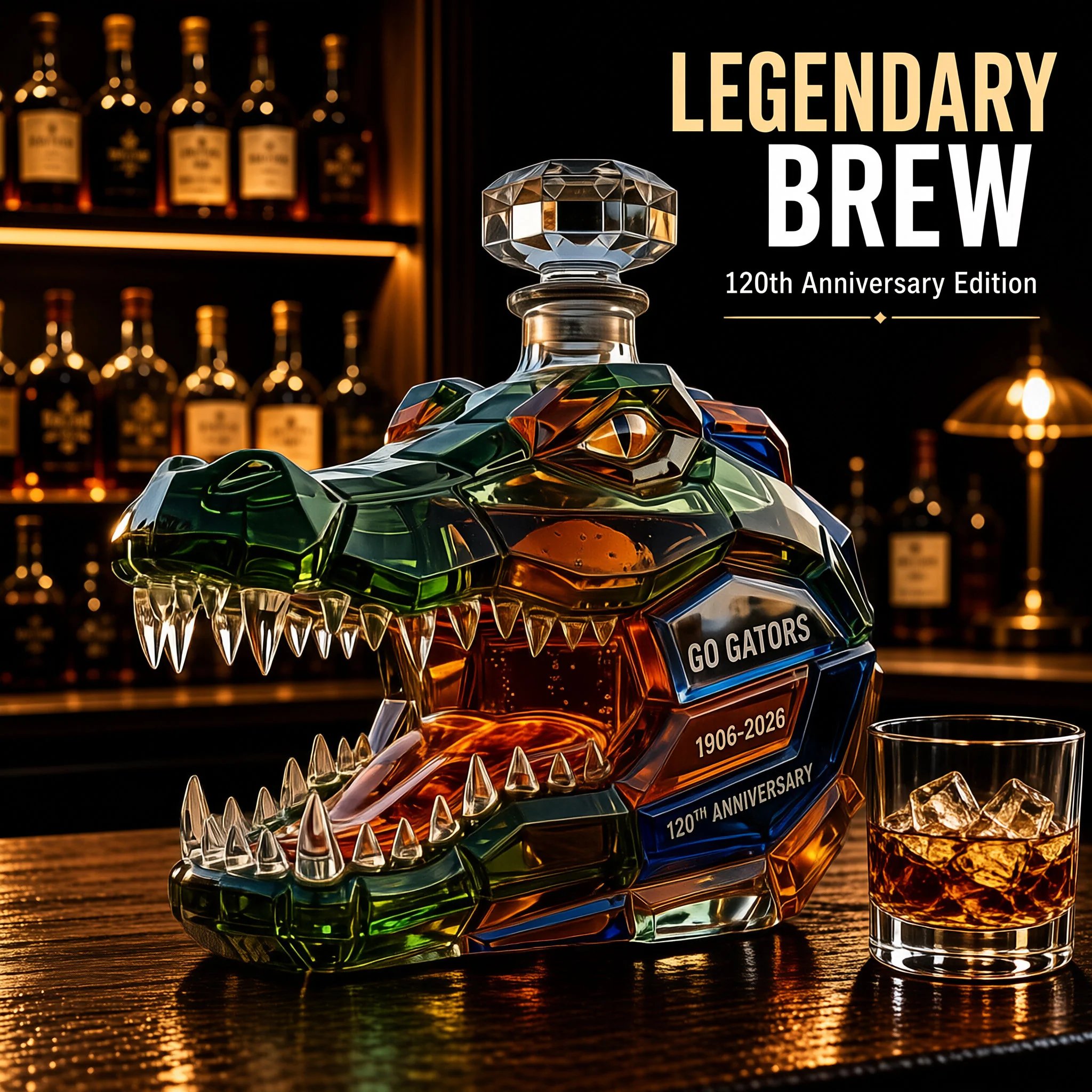 Crocodile decanter home bar display