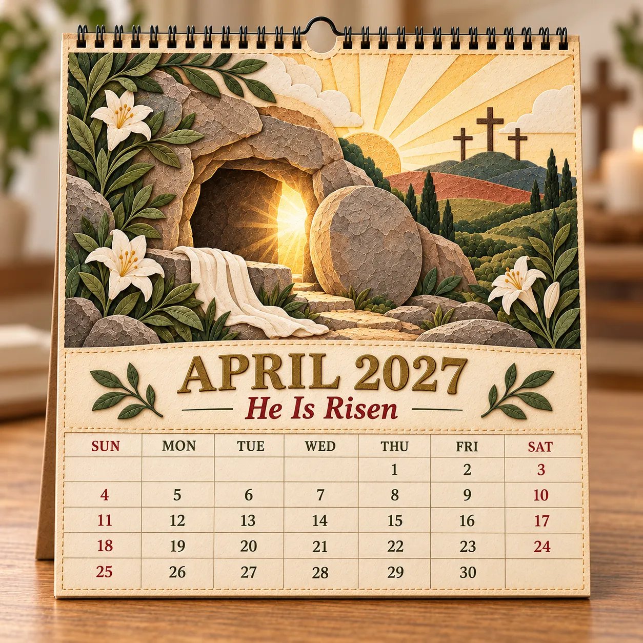 April 2027 He Is Risen calendar page