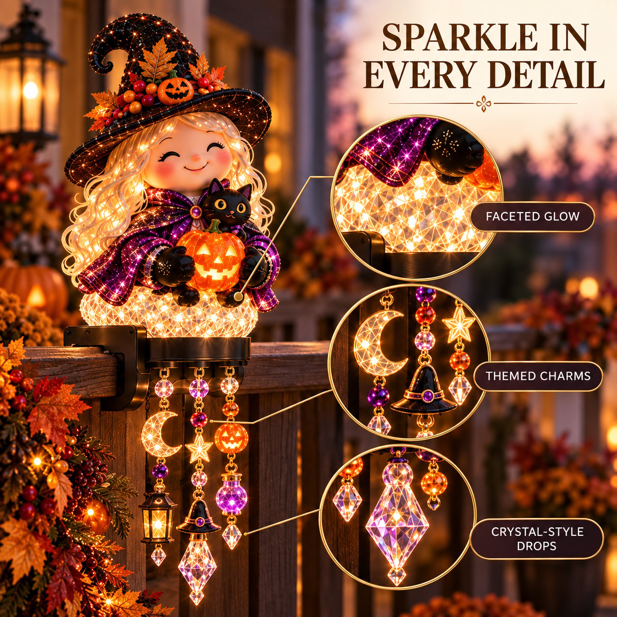 Halloween cascading hanging light details