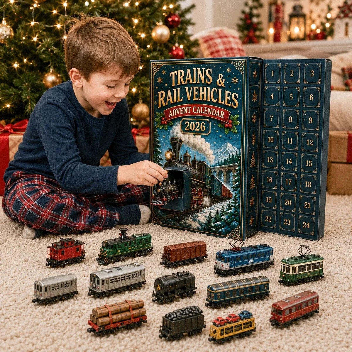 steam locomotive and modern train miniatures