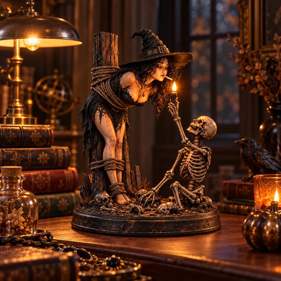 A Tiny Gothic Scene Lit by an Eerie Flame. product detail