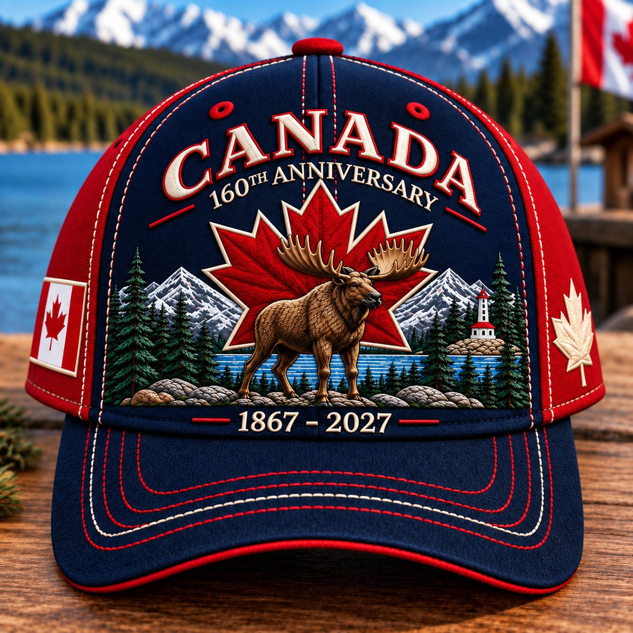 Detailed Canada cap embroidery